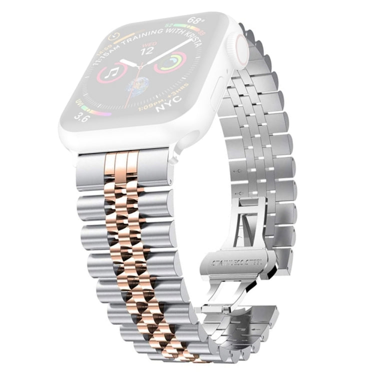 Women Five Beads Stainless Steel Replacement Watchband Width: 20mm  For Apple Watch Series, 7 45mm / 6 & SE & 5 & 4 44mm / 3 & 2 & 1 42mm, 7 41mm / 6 & SE & 5 & 4 40mm / 3 & 2 & 1 38mm