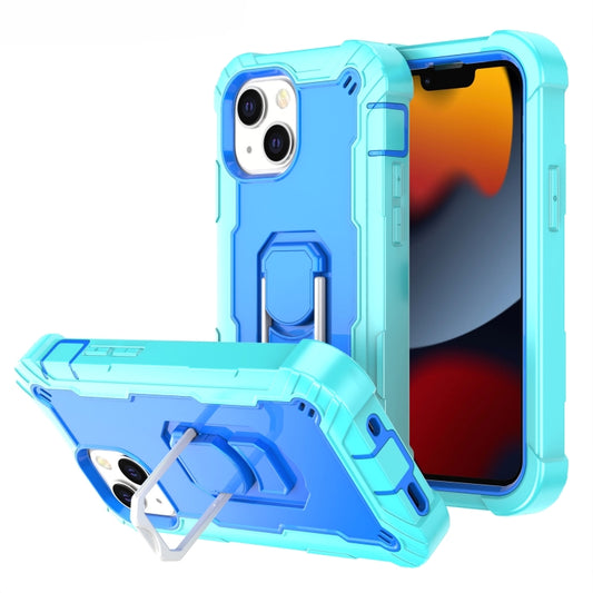 iPhone 13 mini shockproof case with rotating holder and 3-layer PC rubber protection