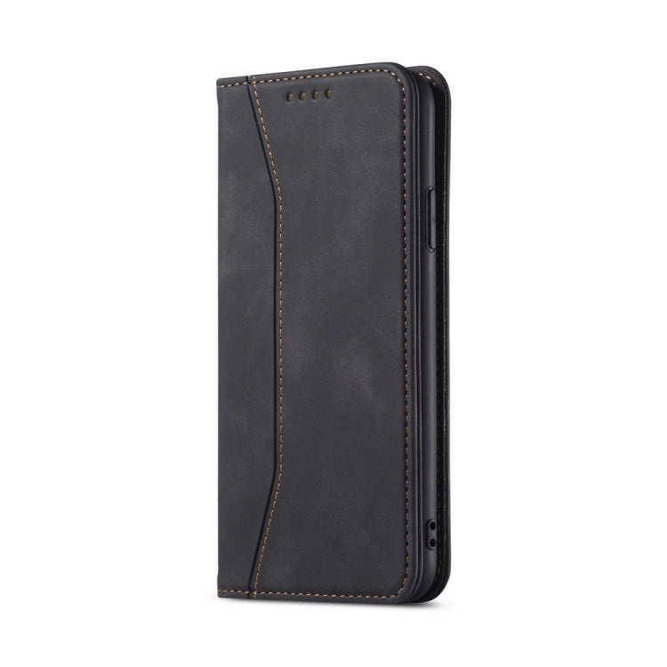 Skin-feel Calfskin Texture Magnetic Dual-Fold Horizontal Flip Leather Case with Holder & Card Slots & Wallet