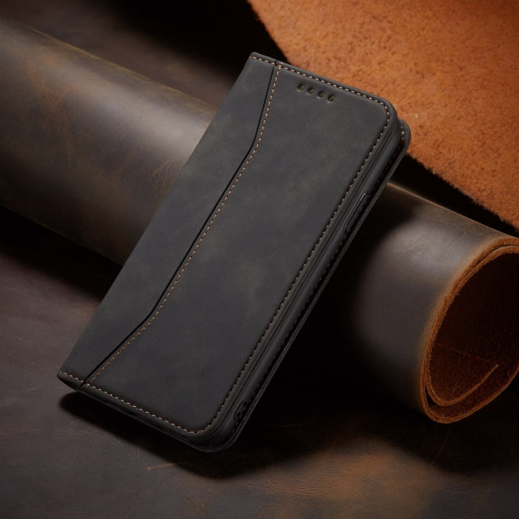 Skin-feel Calfskin Texture Magnetic Dual-Fold Horizontal Flip Leather Case with Holder & Card Slots & Wallet