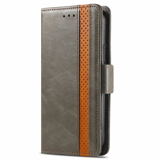 Splicing design PU leather phone case featuring dual magnetic closure and multiple card slot compartments