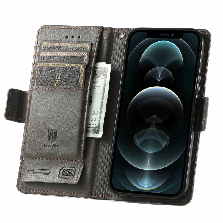 CaseNeo Business Splicing Dual Magnetic Buckle Horizontal Flip PU Leather Case with Holder & Card Slots & Wallet, For iPhone 13 Pro