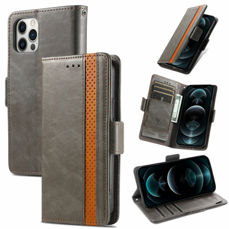 CaseNeo Business Splicing Dual Magnetic Buckle Horizontal Flip PU Leather Case with Holder & Card Slots & Wallet, For iPhone 13 Pro