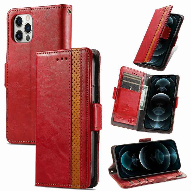 CaseNeo Business Splicing Dual Magnetic Buckle Horizontal Flip PU Leather Case with Holder & Card Slots & Wallet, For iPhone 13 Pro