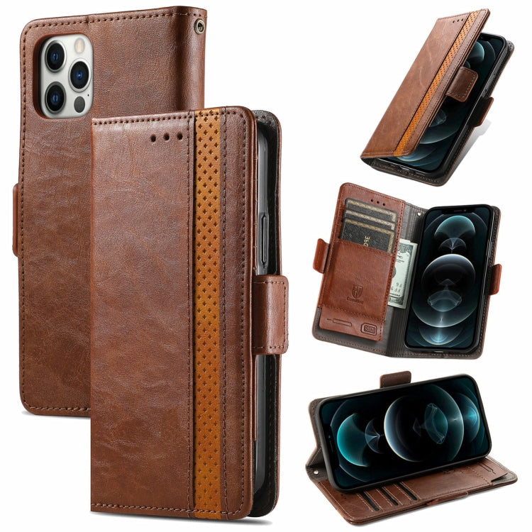 CaseNeo Business Splicing Dual Magnetic Buckle Horizontal Flip PU Leather Case with Holder & Card Slots & Wallet, For iPhone 13 Pro