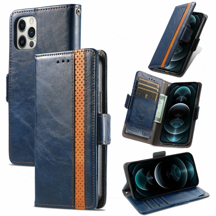 CaseNeo Business Splicing Dual Magnetic Buckle Horizontal Flip PU Leather Case with Holder & Card Slots & Wallet, For iPhone 13 Pro
