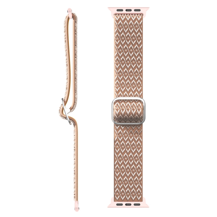 Adjustable Rhombic Texture Elastic Replacement Strap Watchband For Apple Watch Series, 7 41mm / 6 & SE & 5 & 4 40mm / 3 & 2 & 1 38mm, 7 45mm / 6 & SE & 5 & 4 44mm / 3 & 2 & 1 42mm