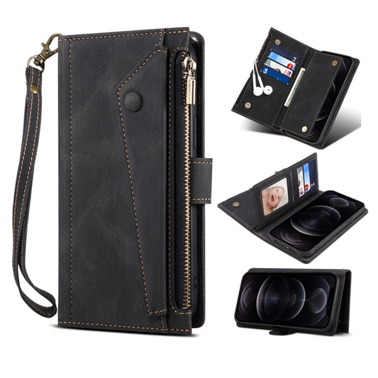 Retro frosted leather flip case iPhone 12 Pro Max with card slots and wallet compartment