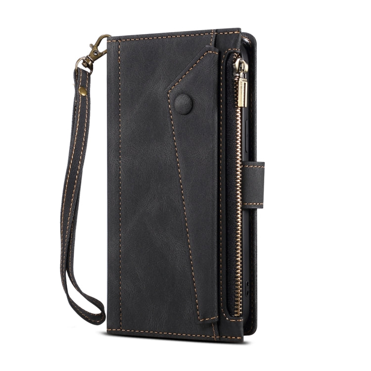 Retro Frosted Horizontal Flip Leather Case with Holder & Card Slot & Wallet & Zipper Pocket & Lanyard, For iPhone 12, For iPhone 12 mini, For iPhone 11 Pro Max, For iPhone 11 Pro, For iPhone X & XS, For iPhone XR