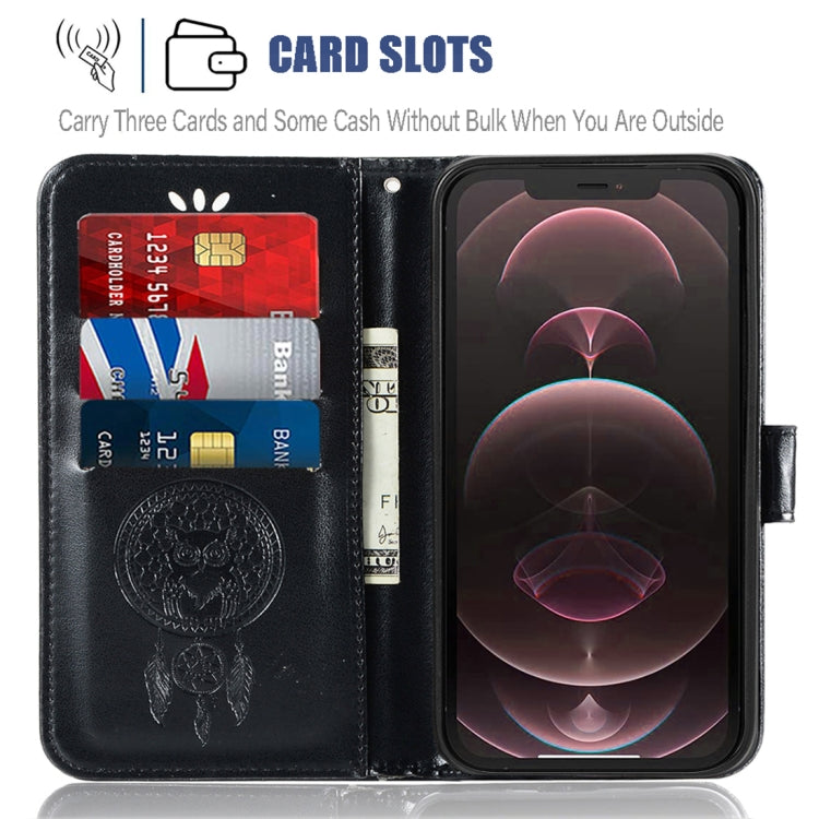 Wind Chime Owl Embossing Pattern Horizontal Flip Leather Case with Holder & Card Slots & Wallet