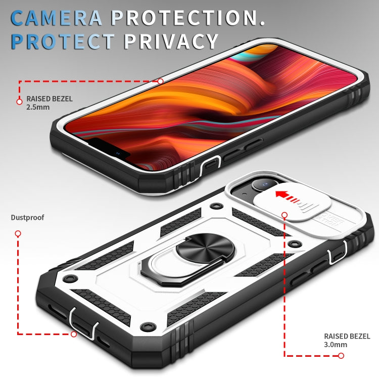 Sliding Camera Cover Design TPU + PC Protective Case with 360 Degree Rotating Holder & Card Slot