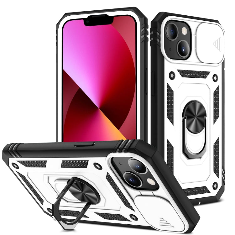 Sliding Camera Cover Design TPU + PC Protective Case with 360 Degree Rotating Holder & Card Slot