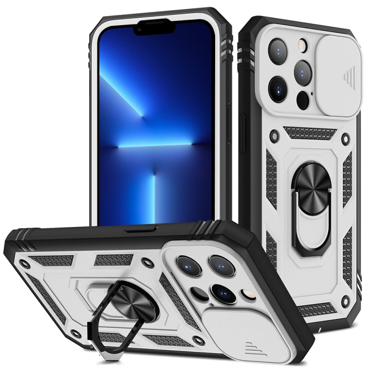 Sliding Camera Cover Design TPU + PC Protective Case with 360 Degree Rotating Holder & Card Slot