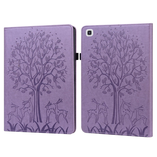 Tree and deer pattern leather flip case for Samsung Galaxy Tab S6 Lite with card slots and stand