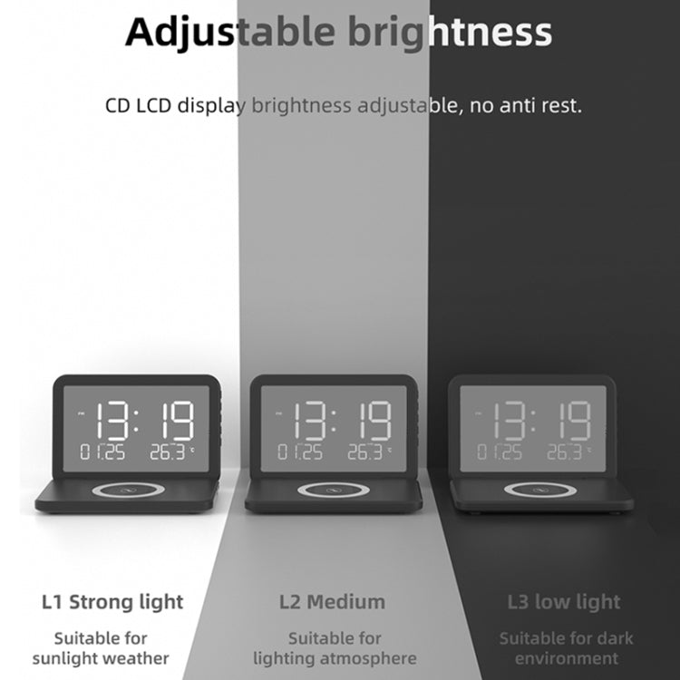 SY-118 15W Foldable Mirror Surface Perpetual Desk Calendar Clock Wireless Charger with Alarm Clock & Three-level Brightness Adjustable Function, SY-118 White, SY-118 Black