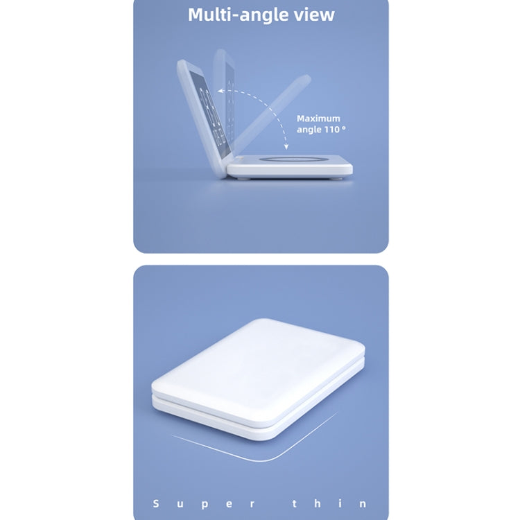 SY-118 15W Foldable Mirror Surface Perpetual Desk Calendar Clock Wireless Charger with Alarm Clock & Three-level Brightness Adjustable Function, SY-118 White, SY-118 Black