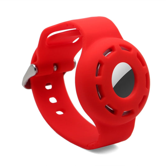 Close-up view of textured silicone surface on AirTag protective bracelet cover