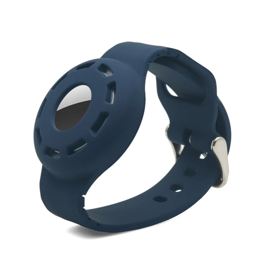 Apple AirTag fitted inside protective silicone bracelet strap with secure closure