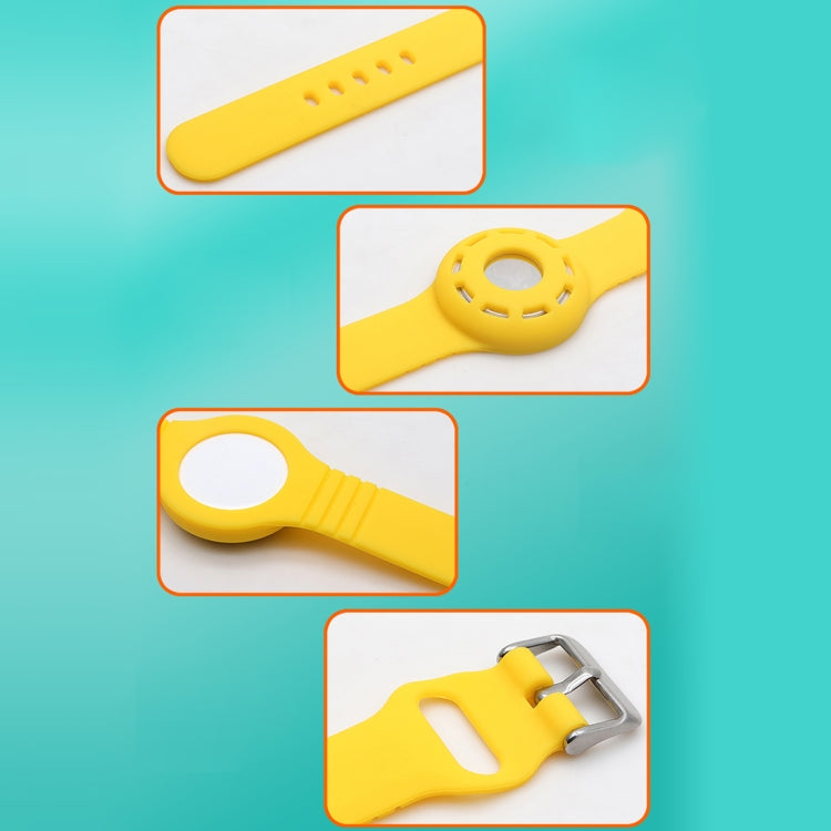 Easy-access silicone AirTag bracelet strap allowing simple device removal and replacement