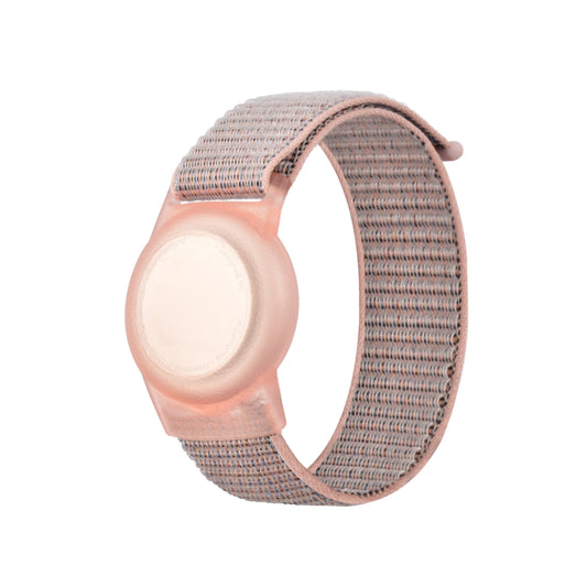 Durable nylon bracelet strap attached to transparent TPU AirTag protective case