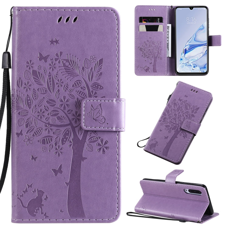 Tree & Cat Pattern Pressed Printing Horizontal Flip PU Leather Case with Holder & Card Slots & Wallet & Lanyard, For Xiaomi Mi 9 Pro, For Nokia 7.2