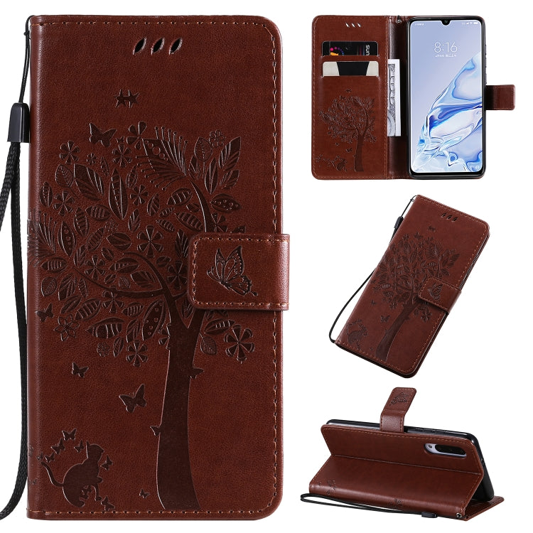 Tree & Cat Pattern Pressed Printing Horizontal Flip PU Leather Case with Holder & Card Slots & Wallet & Lanyard, For Xiaomi Mi 9 Pro, For Nokia 7.2