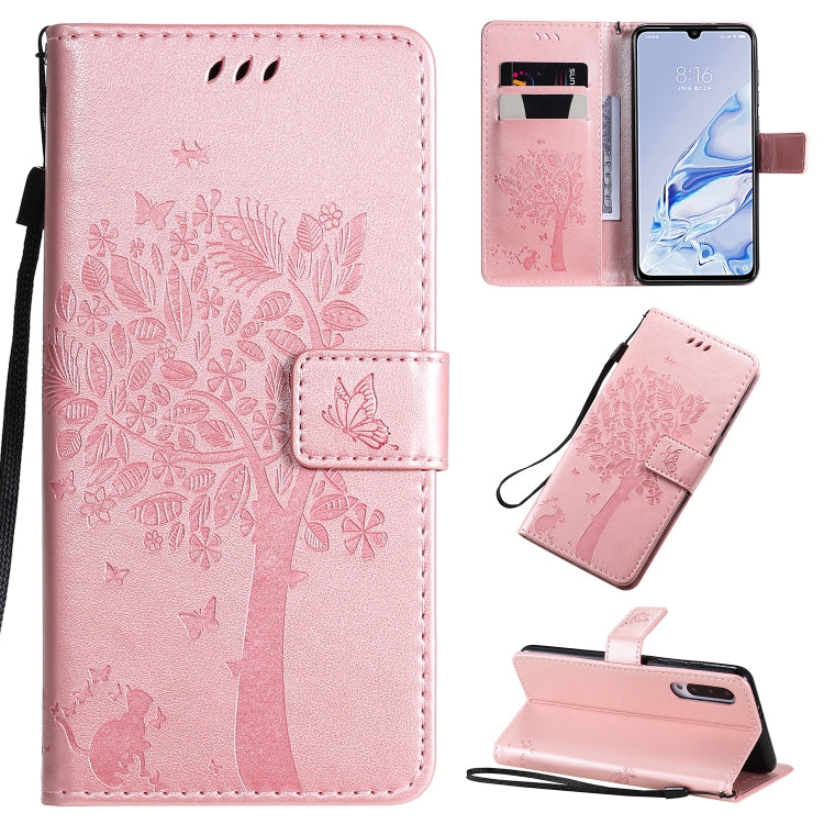 Tree & Cat Pattern Pressed Printing Horizontal Flip PU Leather Case with Holder & Card Slots & Wallet & Lanyard, For Xiaomi Mi 9 Pro, For Nokia 7.2