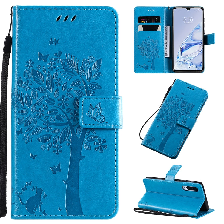 Tree & Cat Pattern Pressed Printing Horizontal Flip PU Leather Case with Holder & Card Slots & Wallet & Lanyard, For Xiaomi Mi 9 Pro, For Nokia 7.2