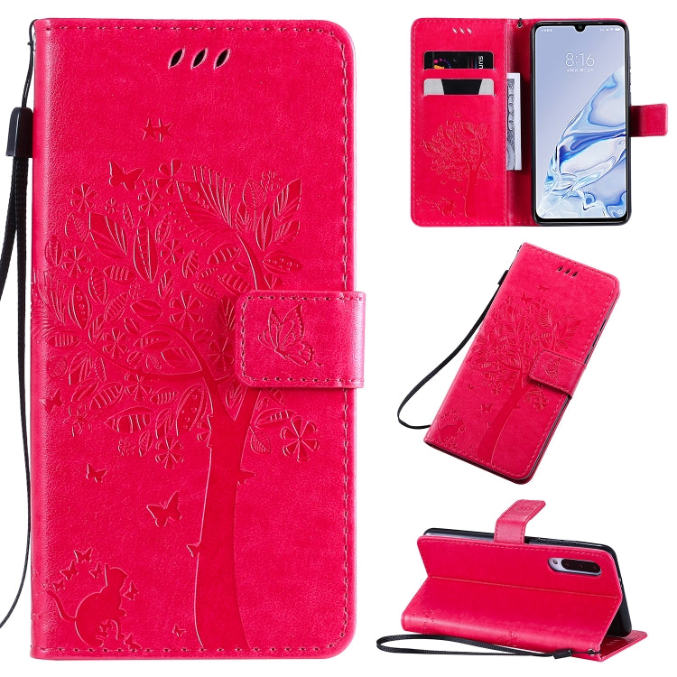 Tree & Cat Pattern Pressed Printing Horizontal Flip PU Leather Case with Holder & Card Slots & Wallet & Lanyard, For Xiaomi Mi 9 Pro, For Nokia 7.2