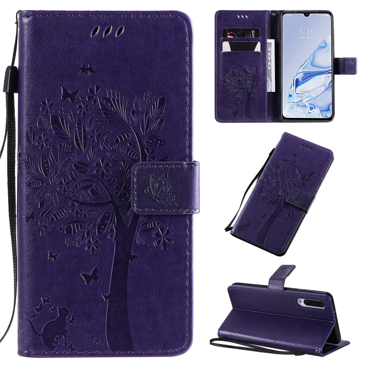 Tree & Cat Pattern Pressed Printing Horizontal Flip PU Leather Case with Holder & Card Slots & Wallet & Lanyard, For Xiaomi Mi 9 Pro, For Nokia 7.2