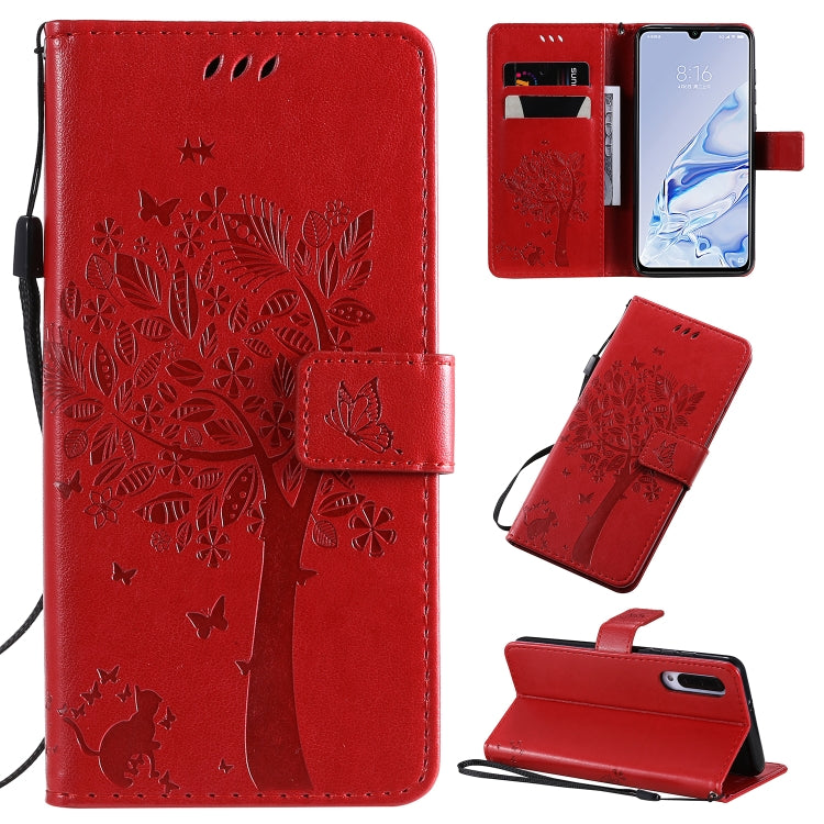 Tree & Cat Pattern Pressed Printing Horizontal Flip PU Leather Case with Holder & Card Slots & Wallet & Lanyard, For Xiaomi Mi 9 Pro, For Nokia 7.2