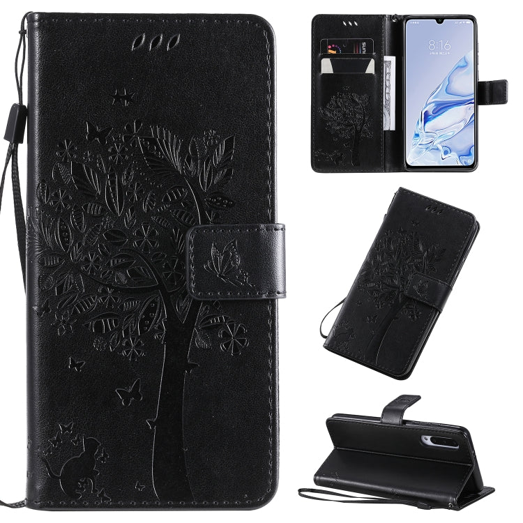 Tree & Cat Pattern Pressed Printing Horizontal Flip PU Leather Case with Holder & Card Slots & Wallet & Lanyard, For Xiaomi Mi 9 Pro, For Nokia 7.2