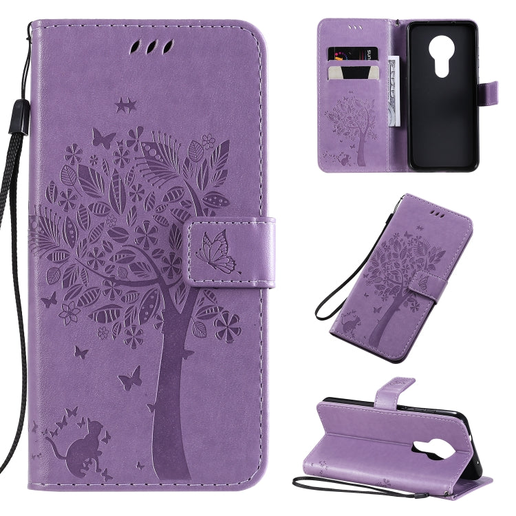 Tree & Cat Pattern Pressed Printing Horizontal Flip PU Leather Case with Holder & Card Slots & Wallet & Lanyard, For Xiaomi Mi 9 Pro, For Nokia 7.2