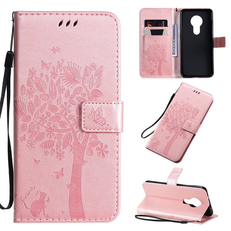 Tree & Cat Pattern Pressed Printing Horizontal Flip PU Leather Case with Holder & Card Slots & Wallet & Lanyard, For Xiaomi Mi 9 Pro, For Nokia 7.2