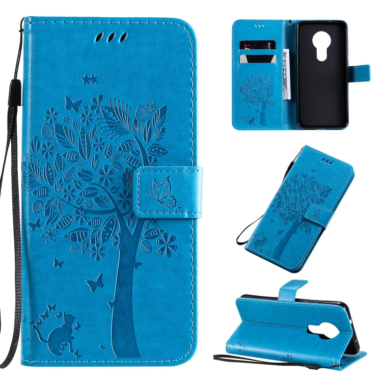 Tree & Cat Pattern Pressed Printing Horizontal Flip PU Leather Case with Holder & Card Slots & Wallet & Lanyard, For Xiaomi Mi 9 Pro, For Nokia 7.2