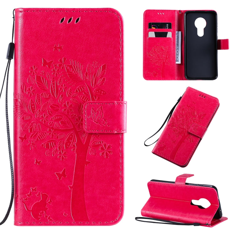Tree & Cat Pattern Pressed Printing Horizontal Flip PU Leather Case with Holder & Card Slots & Wallet & Lanyard, For Xiaomi Mi 9 Pro, For Nokia 7.2
