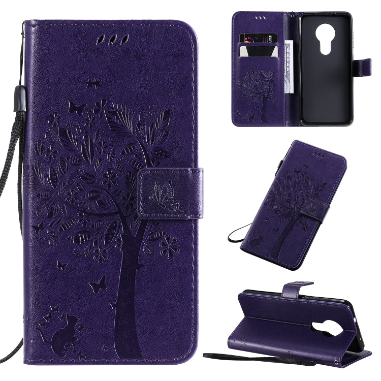 Tree & Cat Pattern Pressed Printing Horizontal Flip PU Leather Case with Holder & Card Slots & Wallet & Lanyard, For Xiaomi Mi 9 Pro, For Nokia 7.2