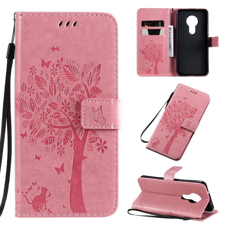 Tree & Cat Pattern Pressed Printing Horizontal Flip PU Leather Case with Holder & Card Slots & Wallet & Lanyard, For Xiaomi Mi 9 Pro, For Nokia 7.2