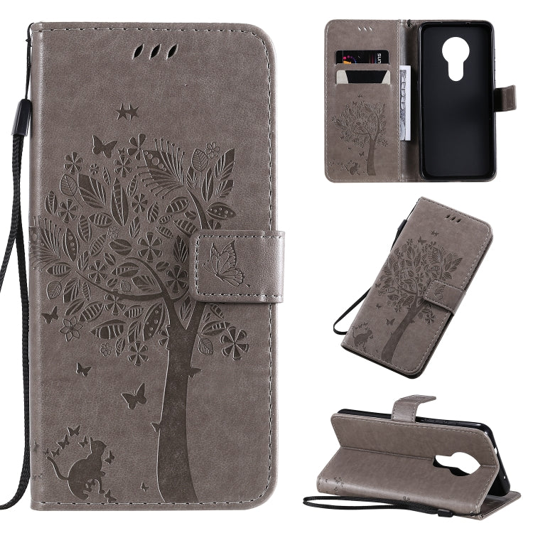 Tree & Cat Pattern Pressed Printing Horizontal Flip PU Leather Case with Holder & Card Slots & Wallet & Lanyard, For Xiaomi Mi 9 Pro, For Nokia 7.2