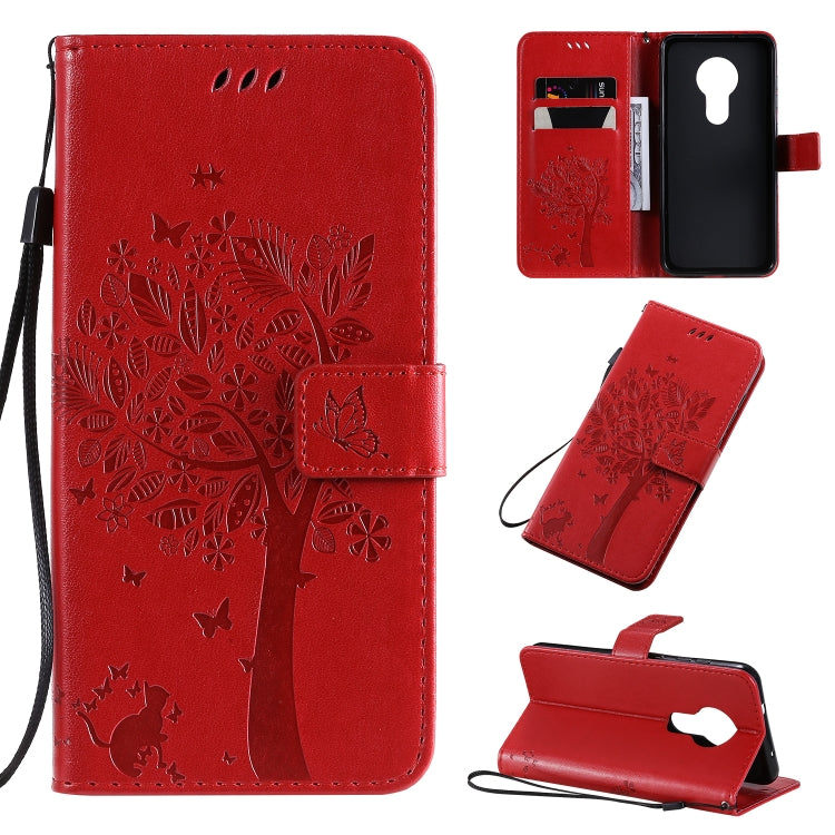 Tree & Cat Pattern Pressed Printing Horizontal Flip PU Leather Case with Holder & Card Slots & Wallet & Lanyard, For Xiaomi Mi 9 Pro, For Nokia 7.2
