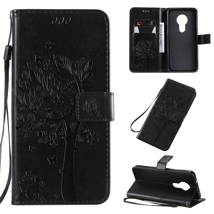 Tree & Cat Pattern Pressed Printing Horizontal Flip PU Leather Case with Holder & Card Slots & Wallet & Lanyard, For Xiaomi Mi 9 Pro, For Nokia 7.2