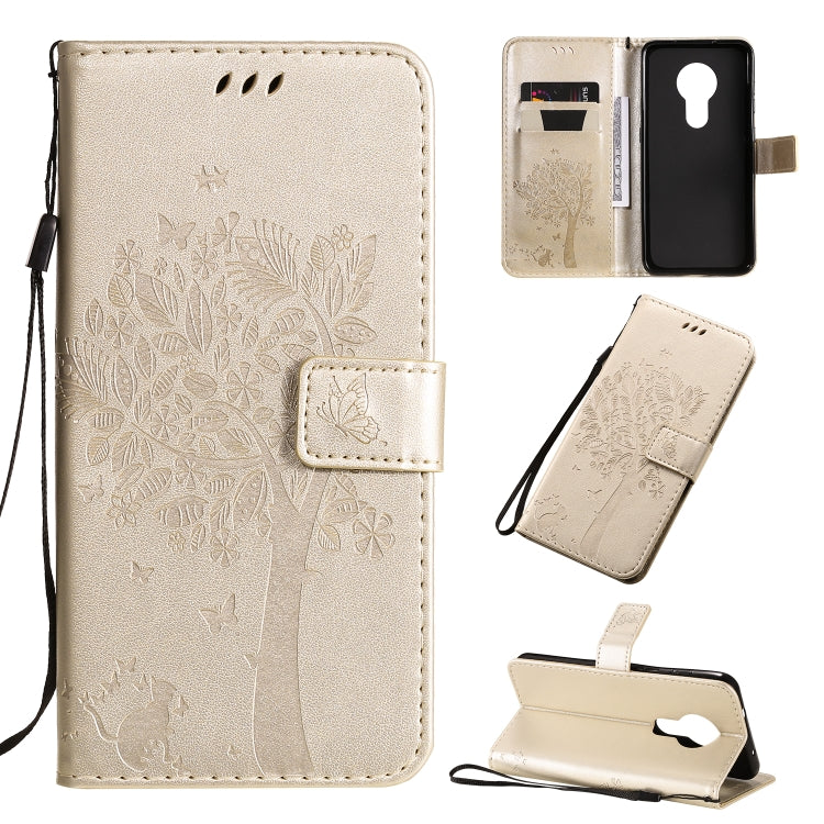 Tree & Cat Pattern Pressed Printing Horizontal Flip PU Leather Case with Holder & Card Slots & Wallet & Lanyard, For Xiaomi Mi 9 Pro, For Nokia 7.2