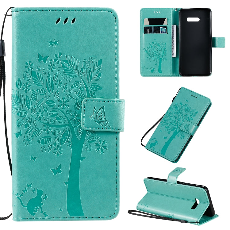 Tree & Cat Pattern Pressed Printing Horizontal Flip PU Leather Case with Holder & Card Slots & Wallet & Lanyard, For LG G8X, For Xiaomi Redmi 8A