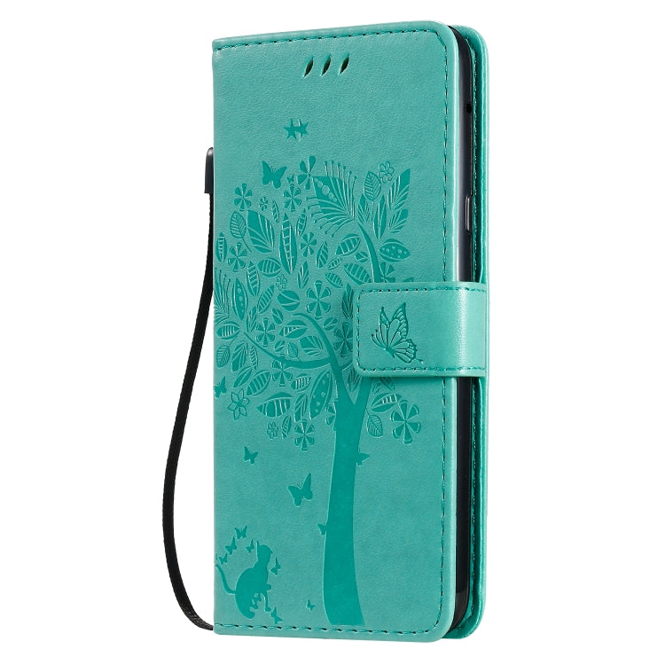 Tree & Cat Pattern Pressed Printing Horizontal Flip PU Leather Case with Holder & Card Slots & Wallet & Lanyard, For LG G8X, For Xiaomi Redmi 8A