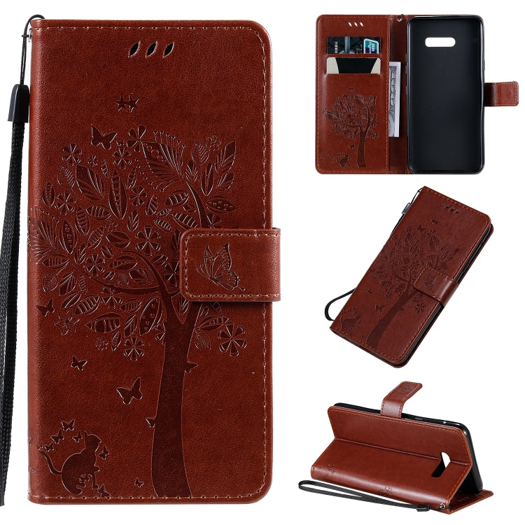 Tree & Cat Pattern Pressed Printing Horizontal Flip PU Leather Case with Holder & Card Slots & Wallet & Lanyard, For LG G8X, For Xiaomi Redmi 8A