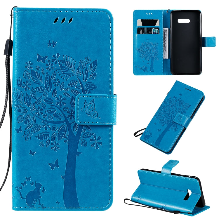 Tree & Cat Pattern Pressed Printing Horizontal Flip PU Leather Case with Holder & Card Slots & Wallet & Lanyard, For LG G8X, For Xiaomi Redmi 8A