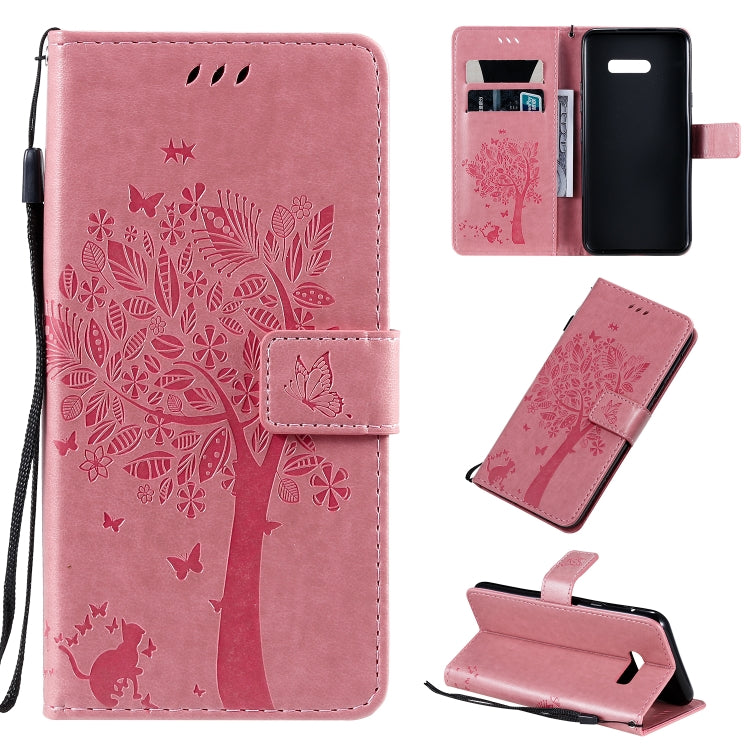 Tree & Cat Pattern Pressed Printing Horizontal Flip PU Leather Case with Holder & Card Slots & Wallet & Lanyard, For LG G8X, For Xiaomi Redmi 8A