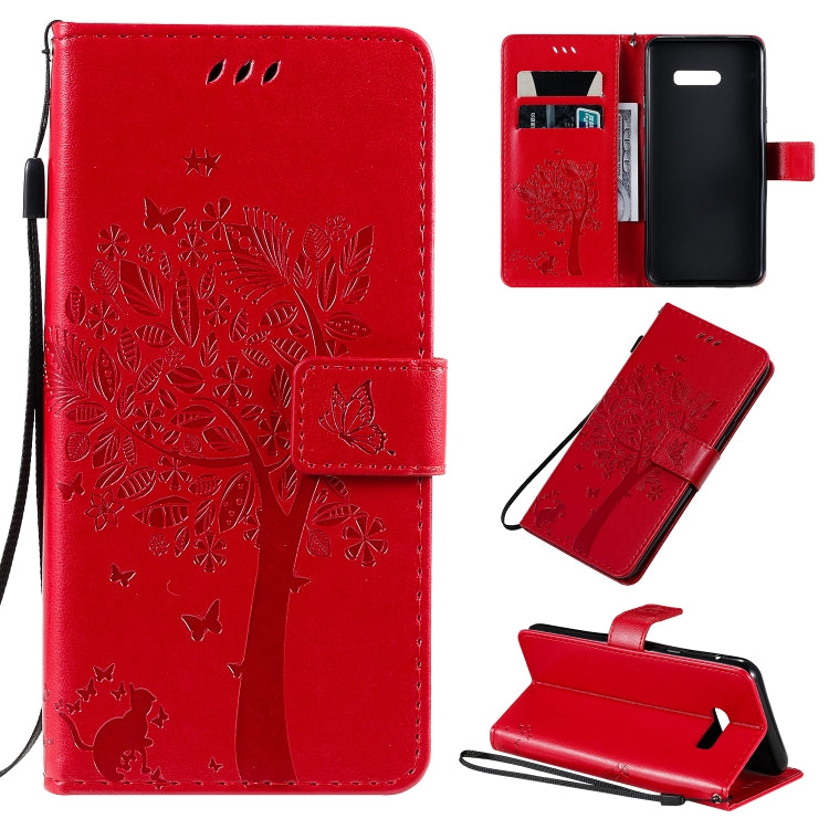 Tree & Cat Pattern Pressed Printing Horizontal Flip PU Leather Case with Holder & Card Slots & Wallet & Lanyard, For LG G8X, For Xiaomi Redmi 8A