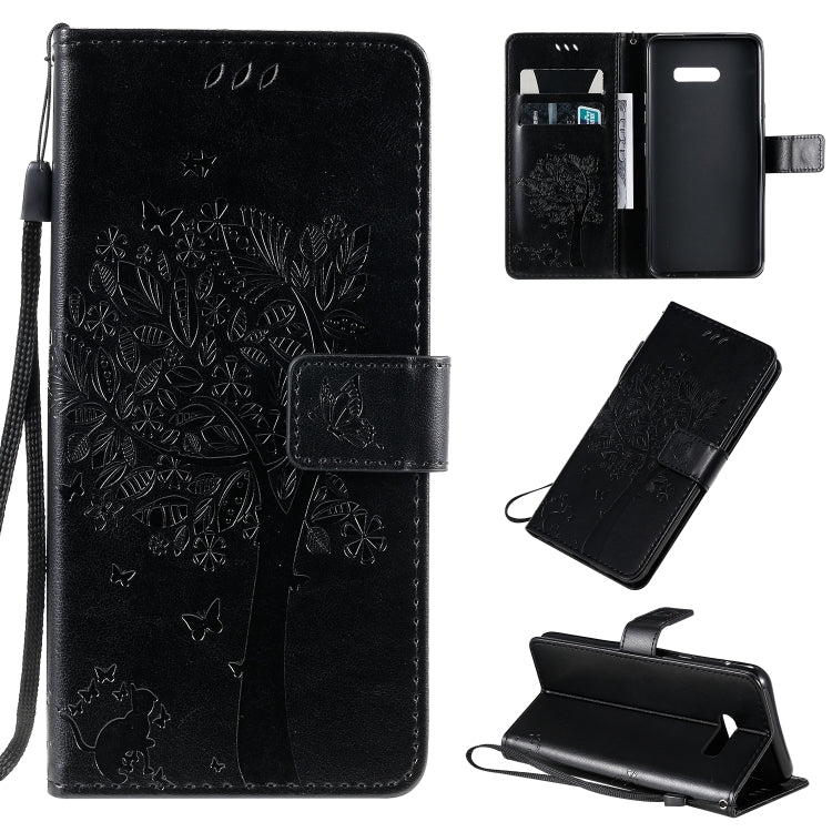 Tree & Cat Pattern Pressed Printing Horizontal Flip PU Leather Case with Holder & Card Slots & Wallet & Lanyard, For LG G8X, For Xiaomi Redmi 8A