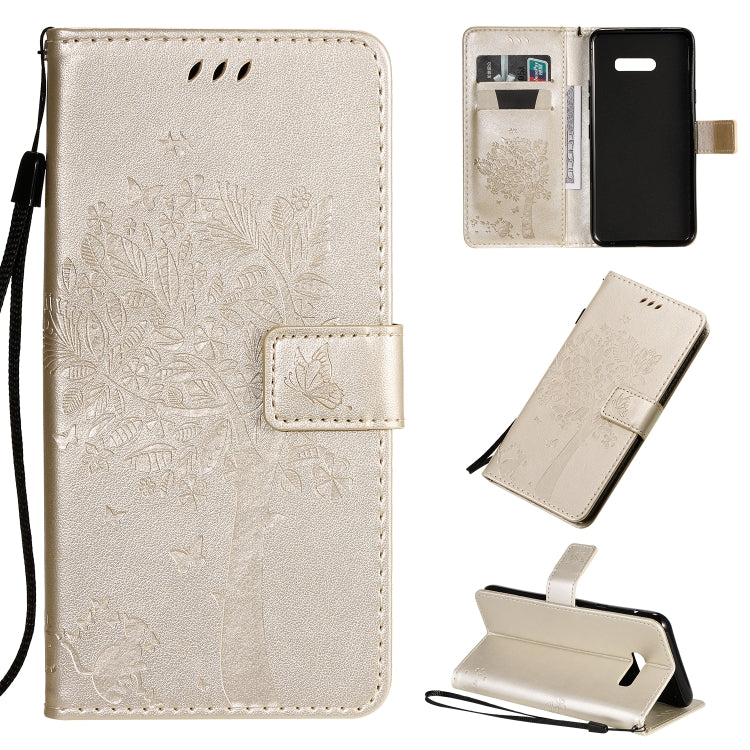 Tree & Cat Pattern Pressed Printing Horizontal Flip PU Leather Case with Holder & Card Slots & Wallet & Lanyard, For LG G8X, For Xiaomi Redmi 8A